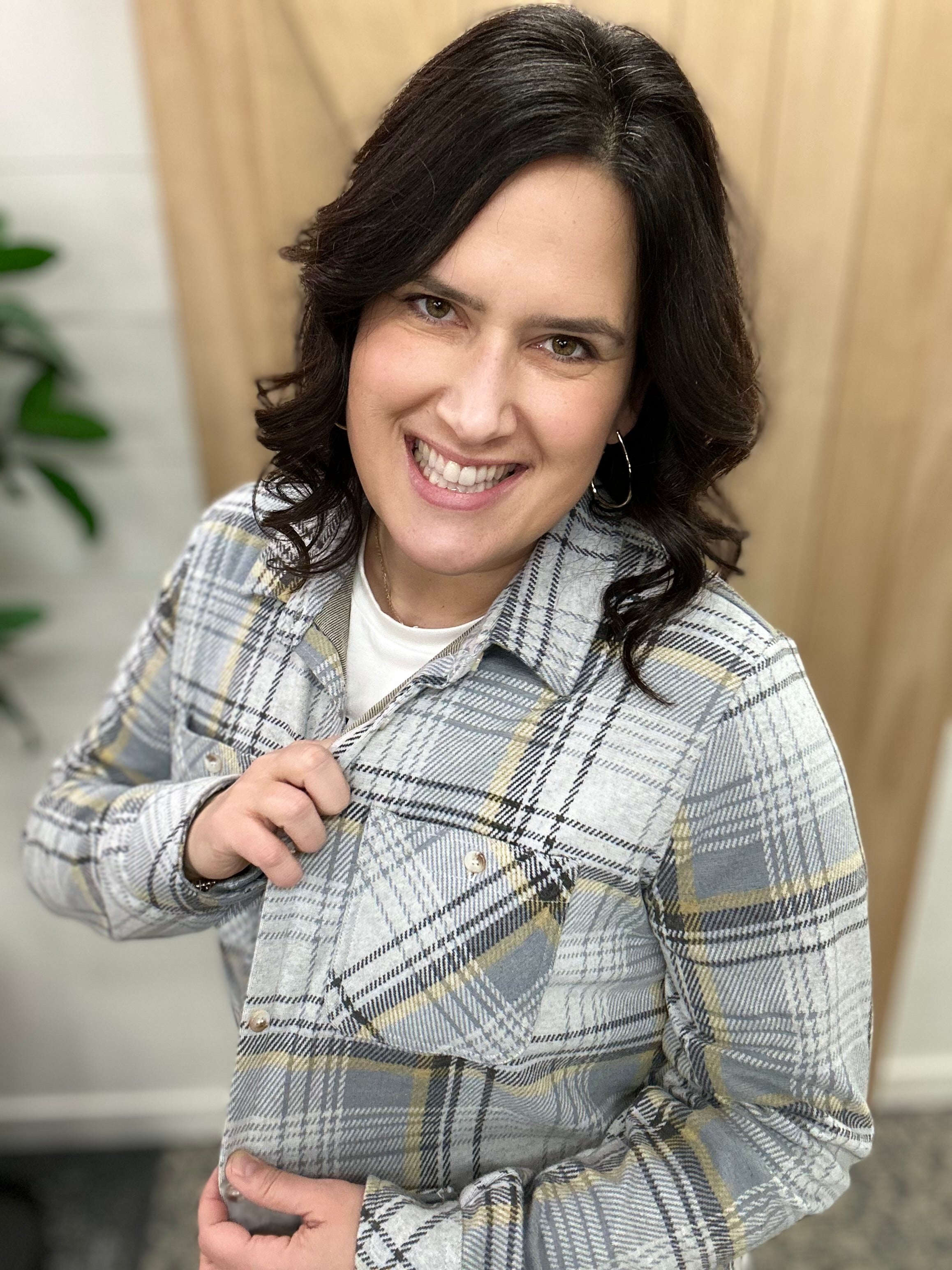 Gray, Charcoal & Yellow Plaid Markus Button Up Tops - Button Ups PANACHE