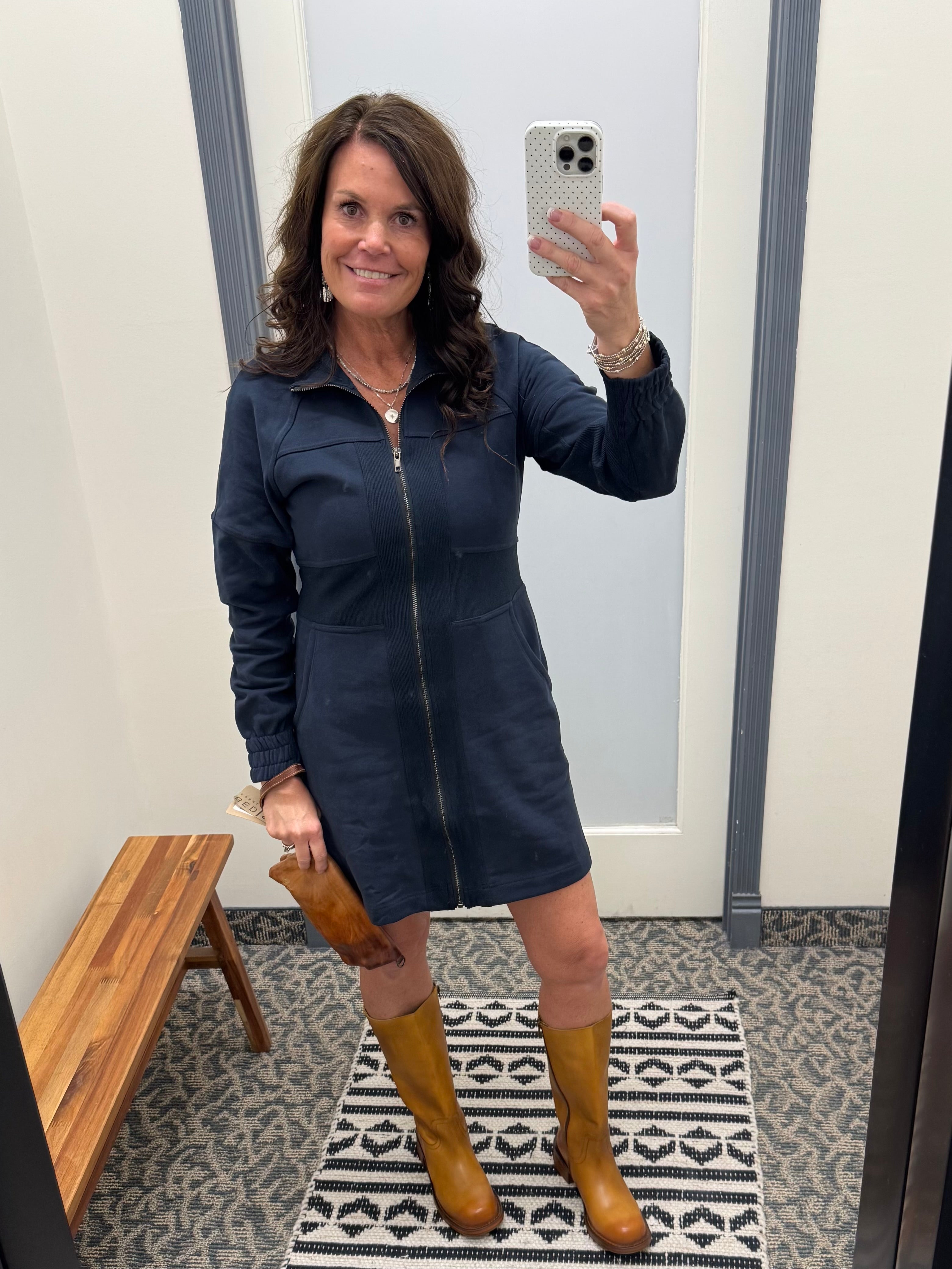 Navy French Terry Mini Dress Dresses DOE & RAE