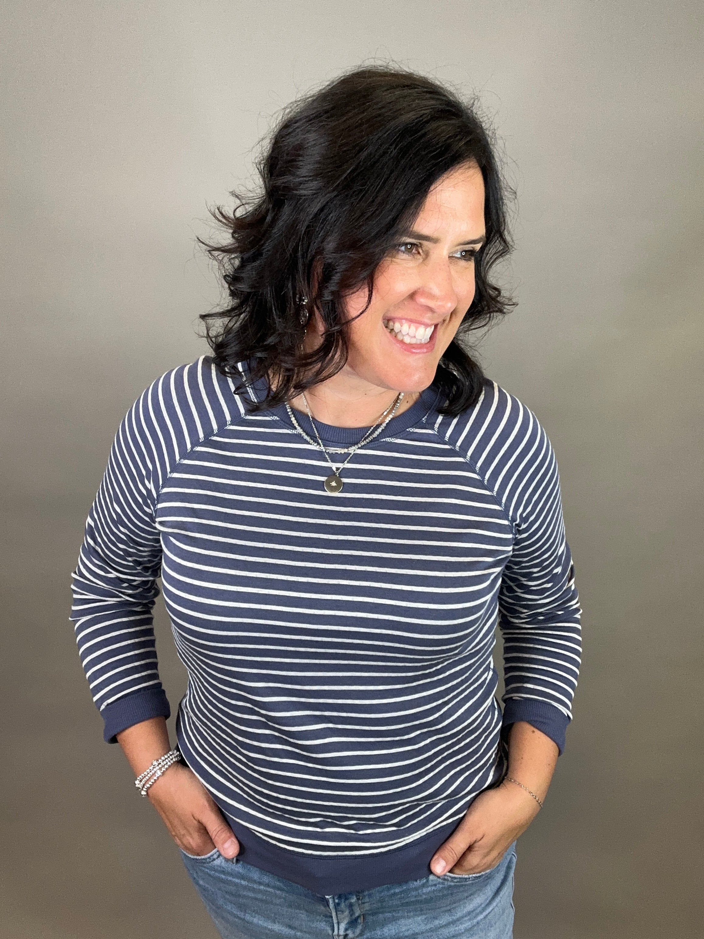 Navy/White Frannie Reversible Top Tops- Tees FLAG AND ANTHEM