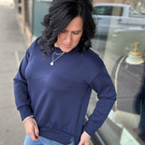 Navy Malibu Top Tops- Sweatshirts DEAR SCARLETT