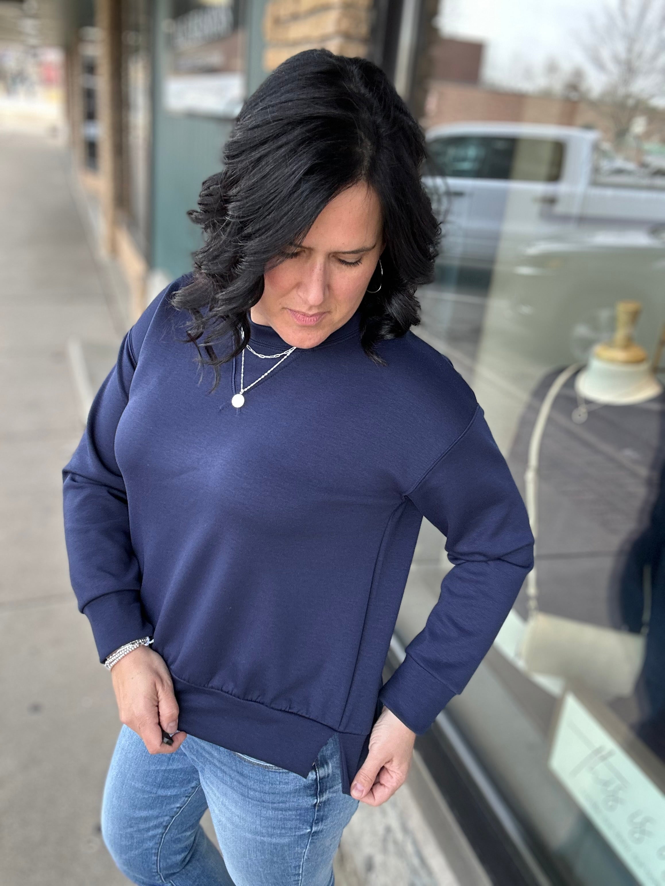 Navy Malibu Top Tops- Sweatshirts DEAR SCARLETT