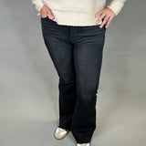 Black Raw Hem Flare Jean Bottoms - Pants RISEN