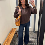 Umber Mel Luxe Half Zip Pullover Top - Sweatshirt RD International