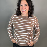 Mocha Striped Lightweight Sweater