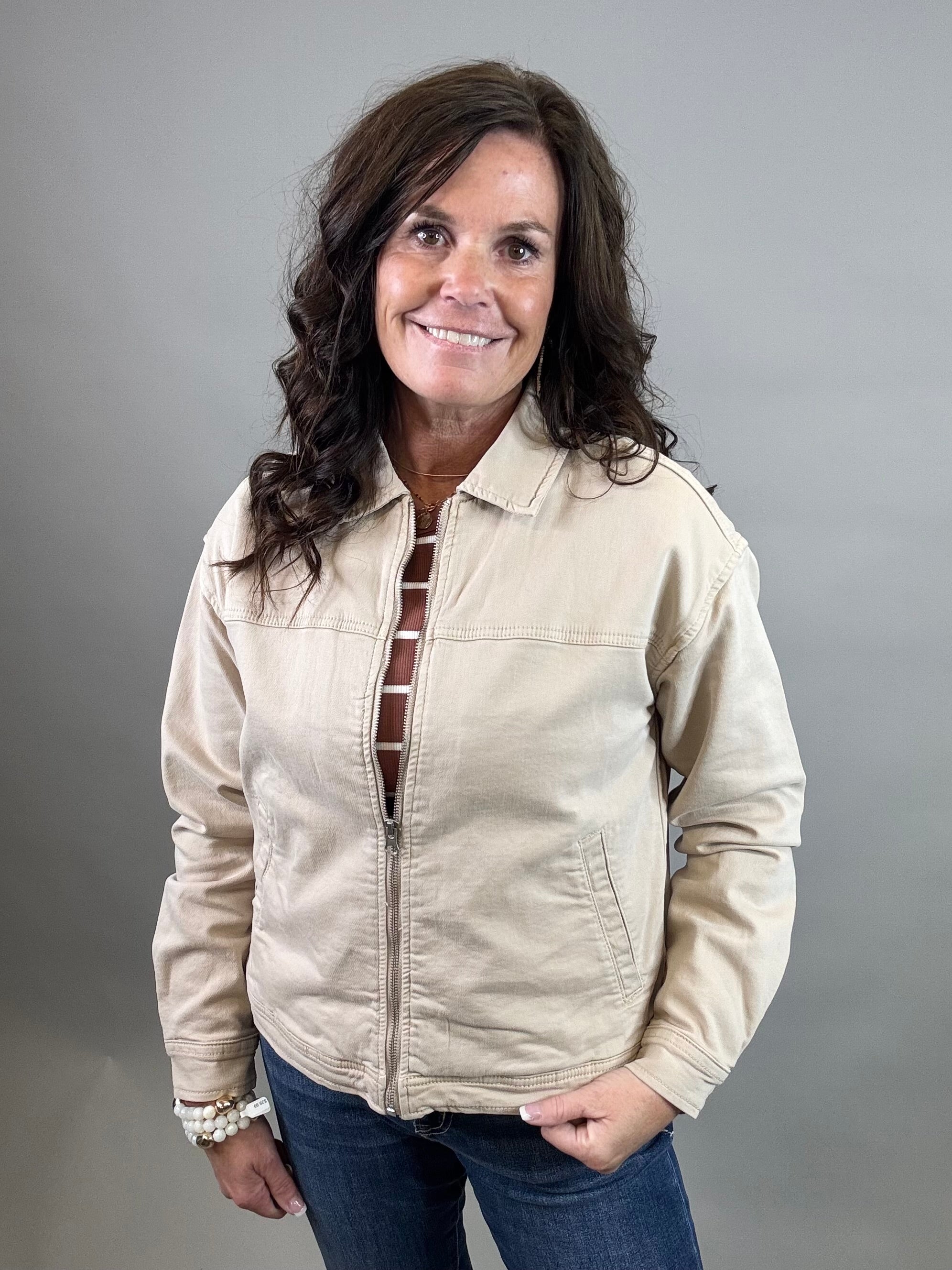 Washed Taupe Sophia Jacket Outerwear- Jackets THREAD & SUPPLY