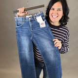 Dark Crop Wide Leg Jeans Bottom- Pants RISEN