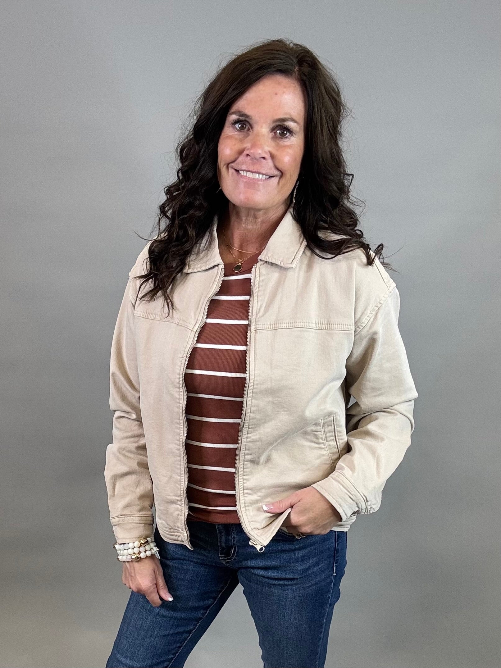 Washed Taupe Sophia Jacket Outerwear- Jackets THREAD & SUPPLY