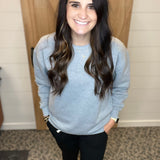 Heather Grey Oversized Fleece Sweatshirt Top - Sweatshirt MONO B