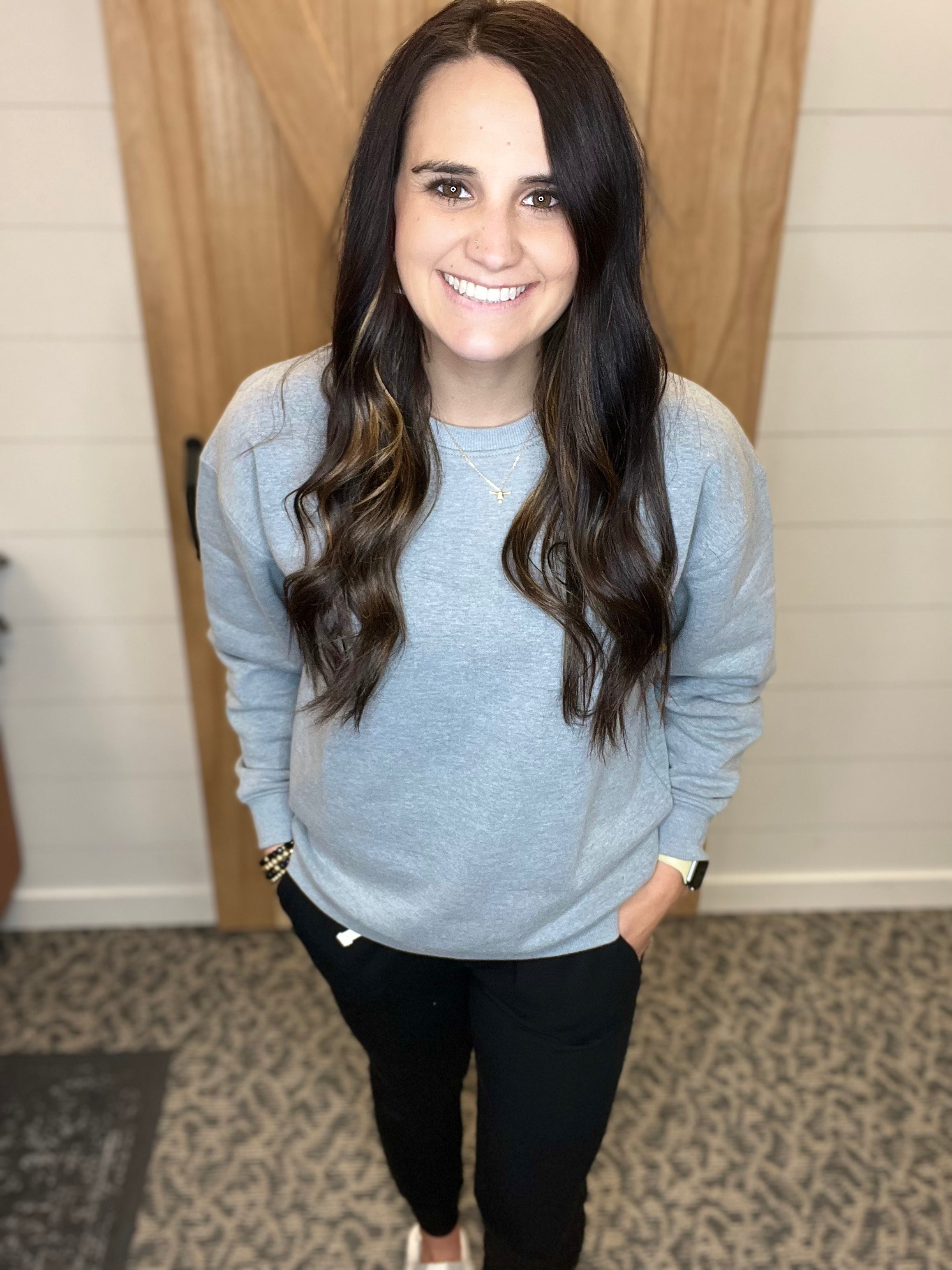 Heather Grey Oversized Fleece Sweatshirt Top - Sweatshirt MONO B