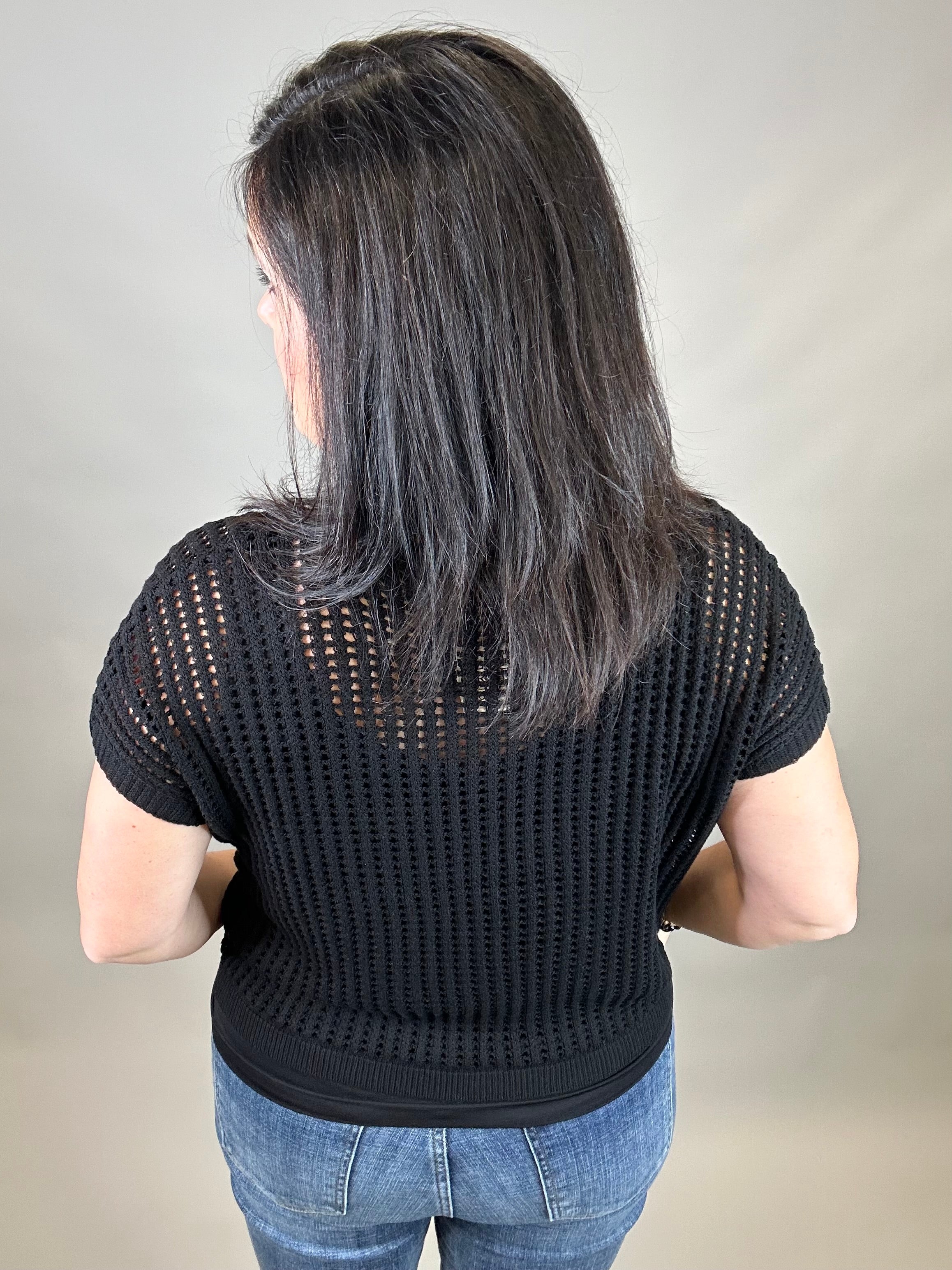 Black Loose Knit Sweater Top Top - Sweater ZENANA