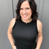 Black Ruffle Tank Tops- Tanks DOE & RAE