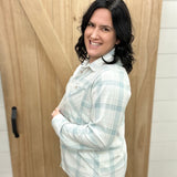 Dusty Teal and Tan Plaid Markus Button Up Tops - Button Ups PANACHE
