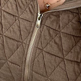 Brown Quilted Half Zip Sweatshirt