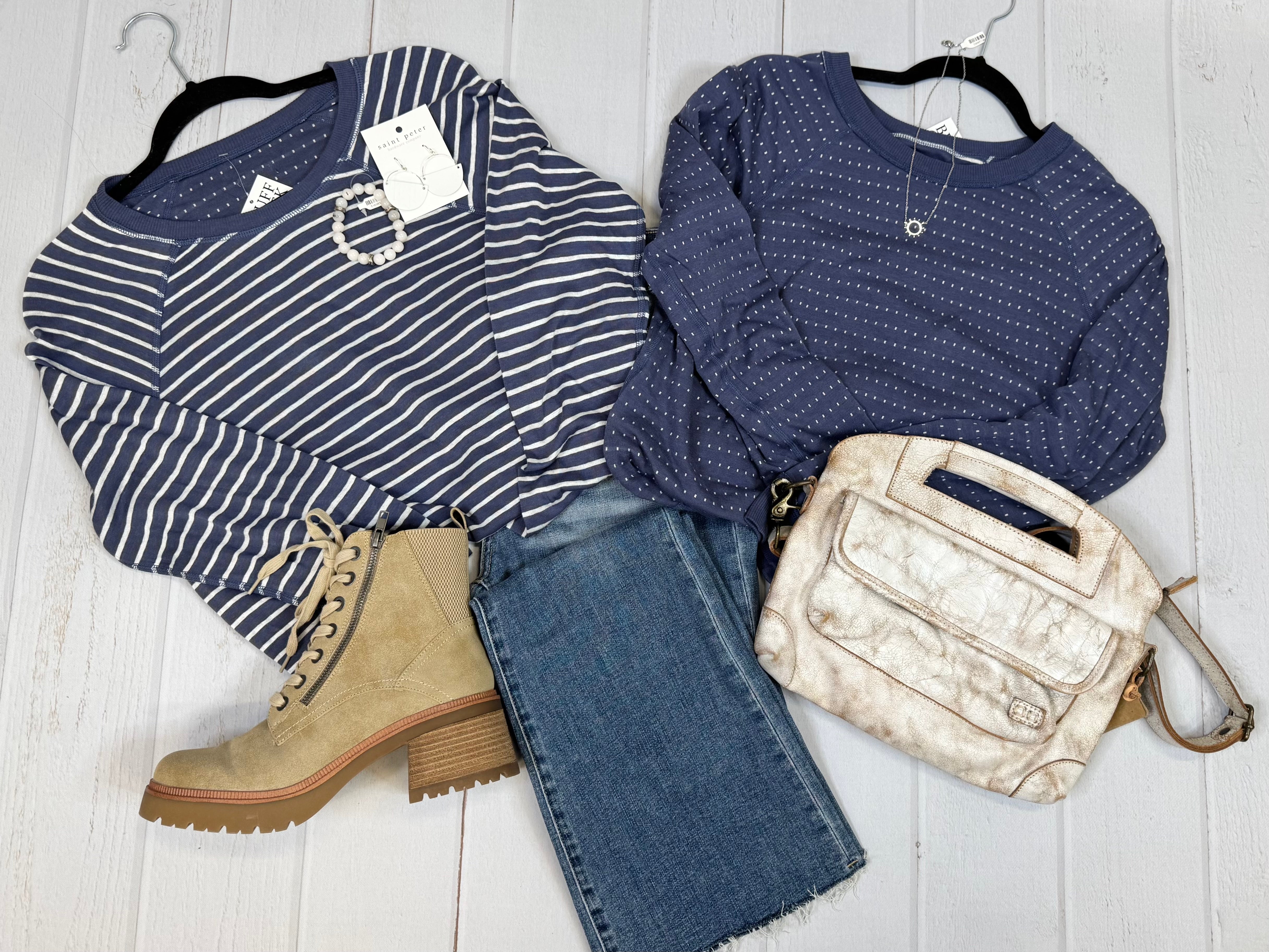 Navy/White Frannie Reversible Top Tops- Tees FLAG AND ANTHEM