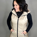 Camel Long Quilted Vest Outerwear - Vest Anorak