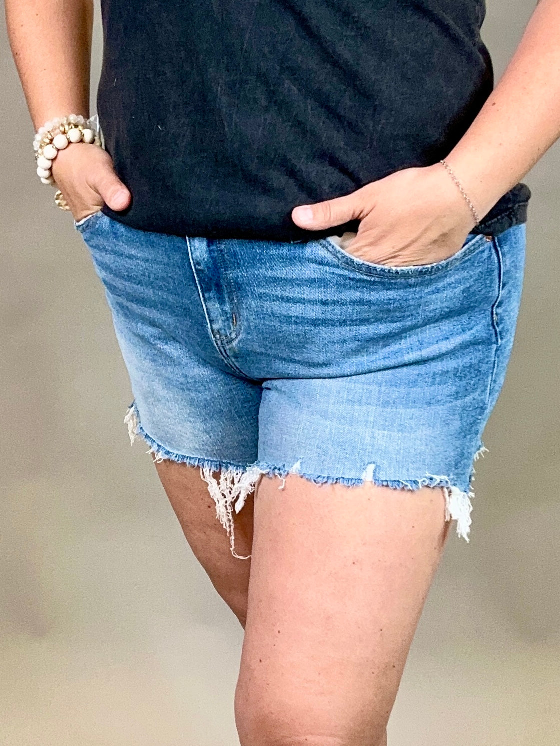 Marine Blue Cut Off Denim Shorts Bottoms - Shorts MICA DENIM