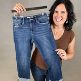 Cuffed Deep Rhino Mid Rise Straight Leg Bottoms - Pants MICA DENIM