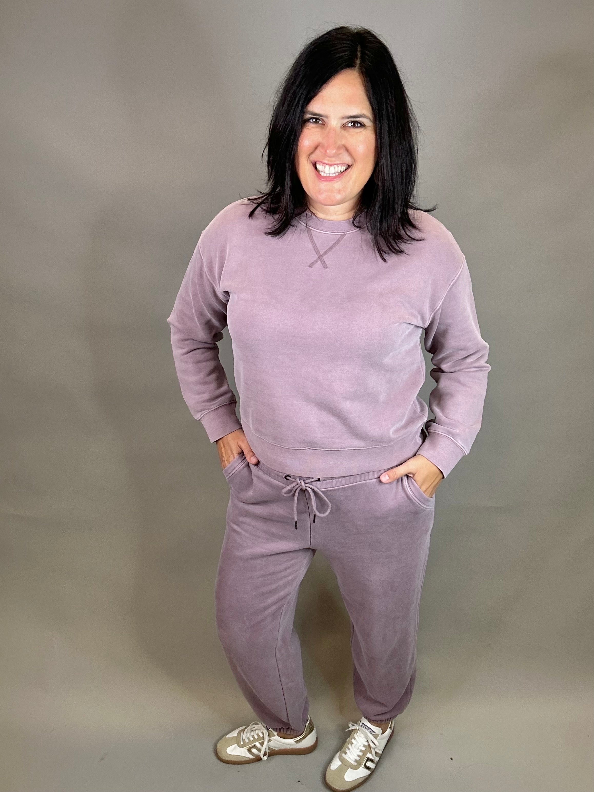 Dusty Lavender Serenity Fleece Joggers Bottoms- Joggers THREAD & SUPPLY