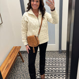 Cream Quilted Half Zip Sweatshirt
