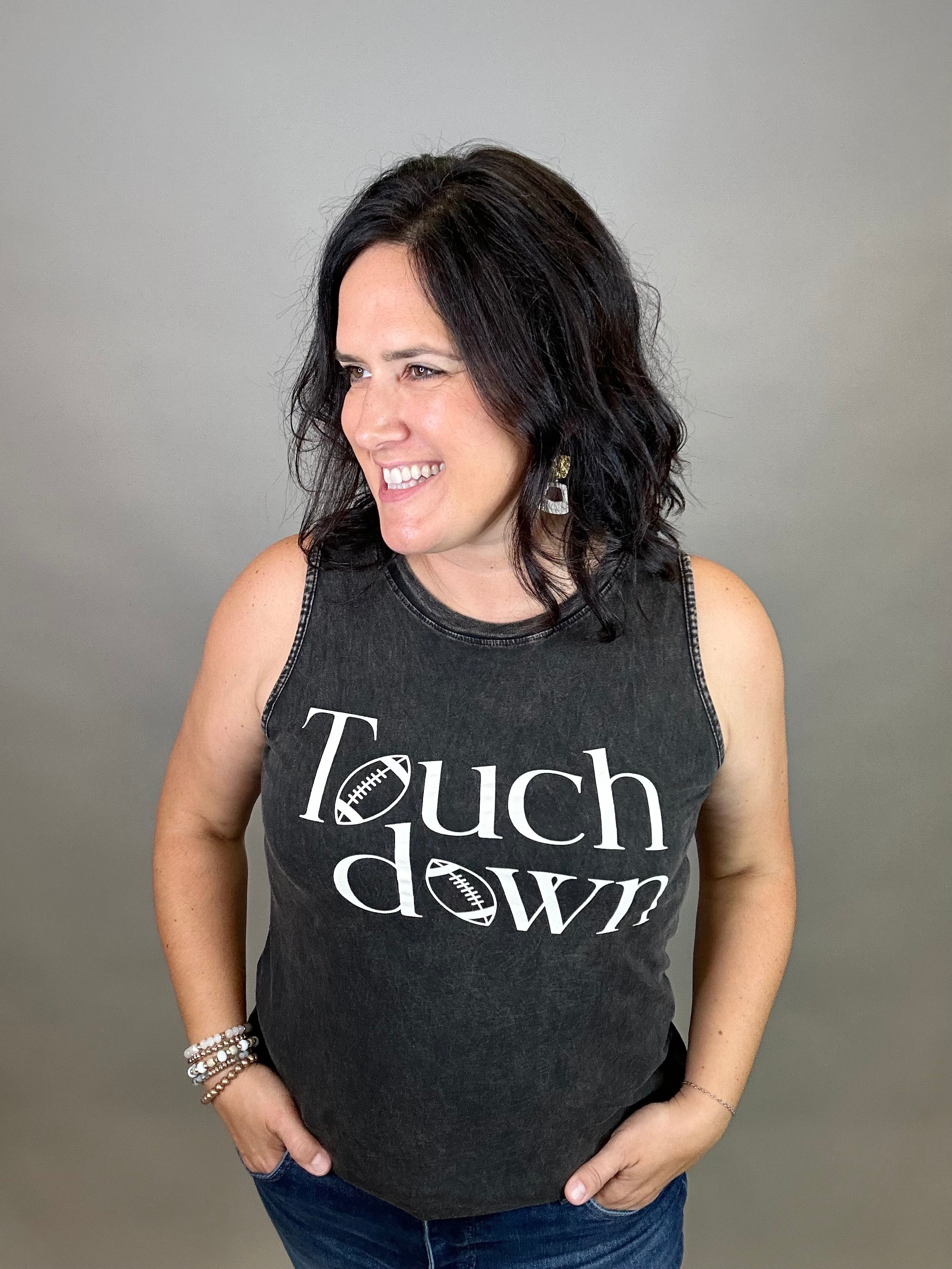 Mineral Black Touchdown Tank Top Tops- Tanks HRT and LUV