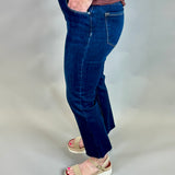 Mid Rise Crop Straight Raw Edge Hem - Risen Bottoms - Pants RISEN