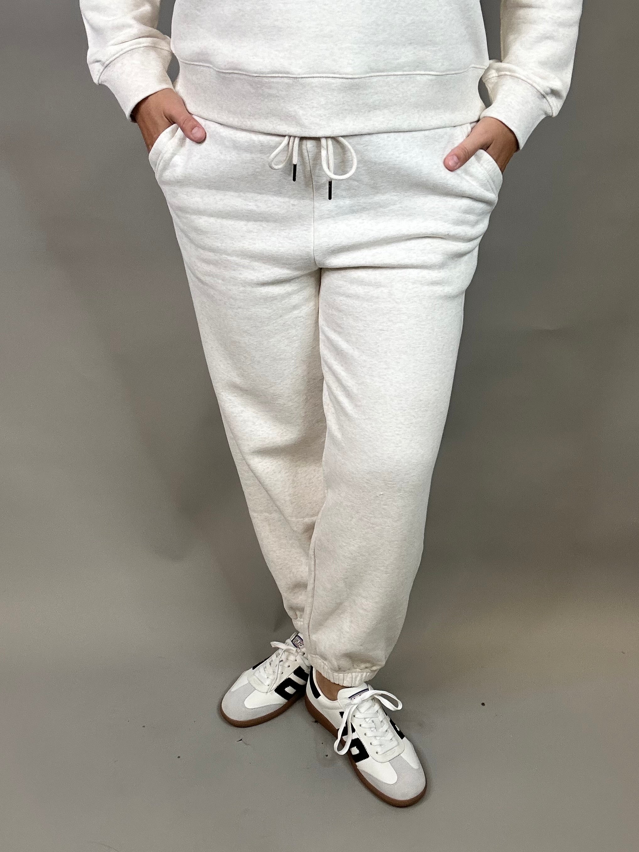 Heather Oatmeal Serenity Fleece Joggers Bottoms- Joggers THREAD & SUPPLY
