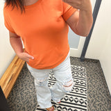 Orange Pocket Sweatshirt Top - Sweatshirt STACCATO