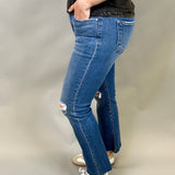 Dark Crop Straight Jeans Bottom- Pants RISEN