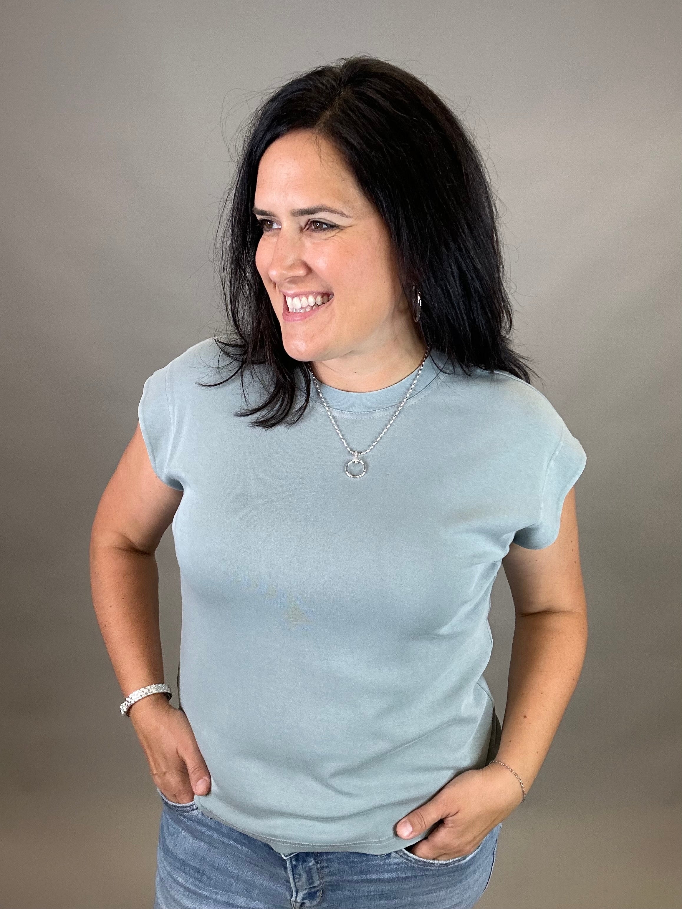 Dusty Blue Bella Tee Top - Tee THREAD & SUPPLY