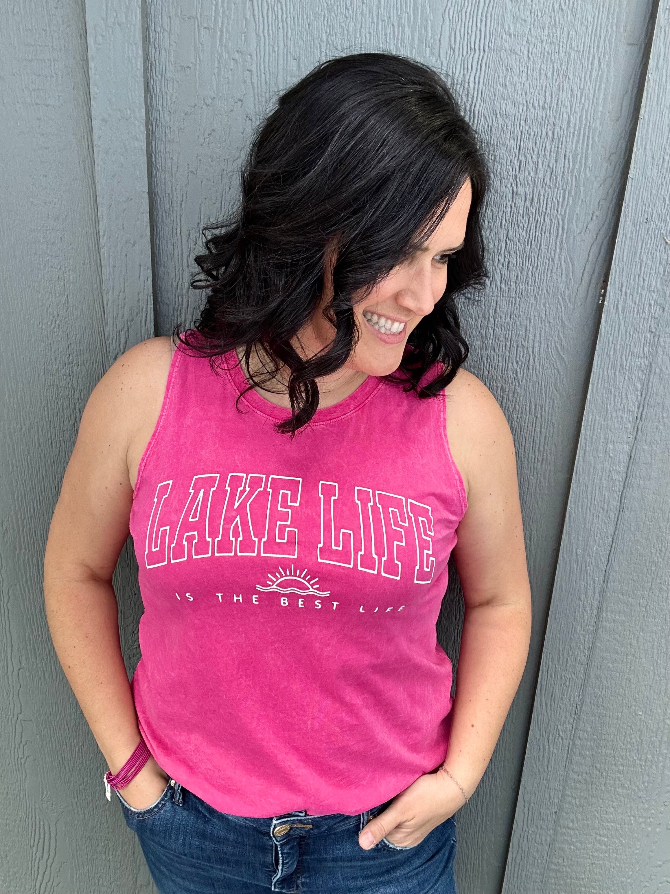Fuchsia Lake Life Mineral Tank Tops- Tanks OAT COLLECTIVE