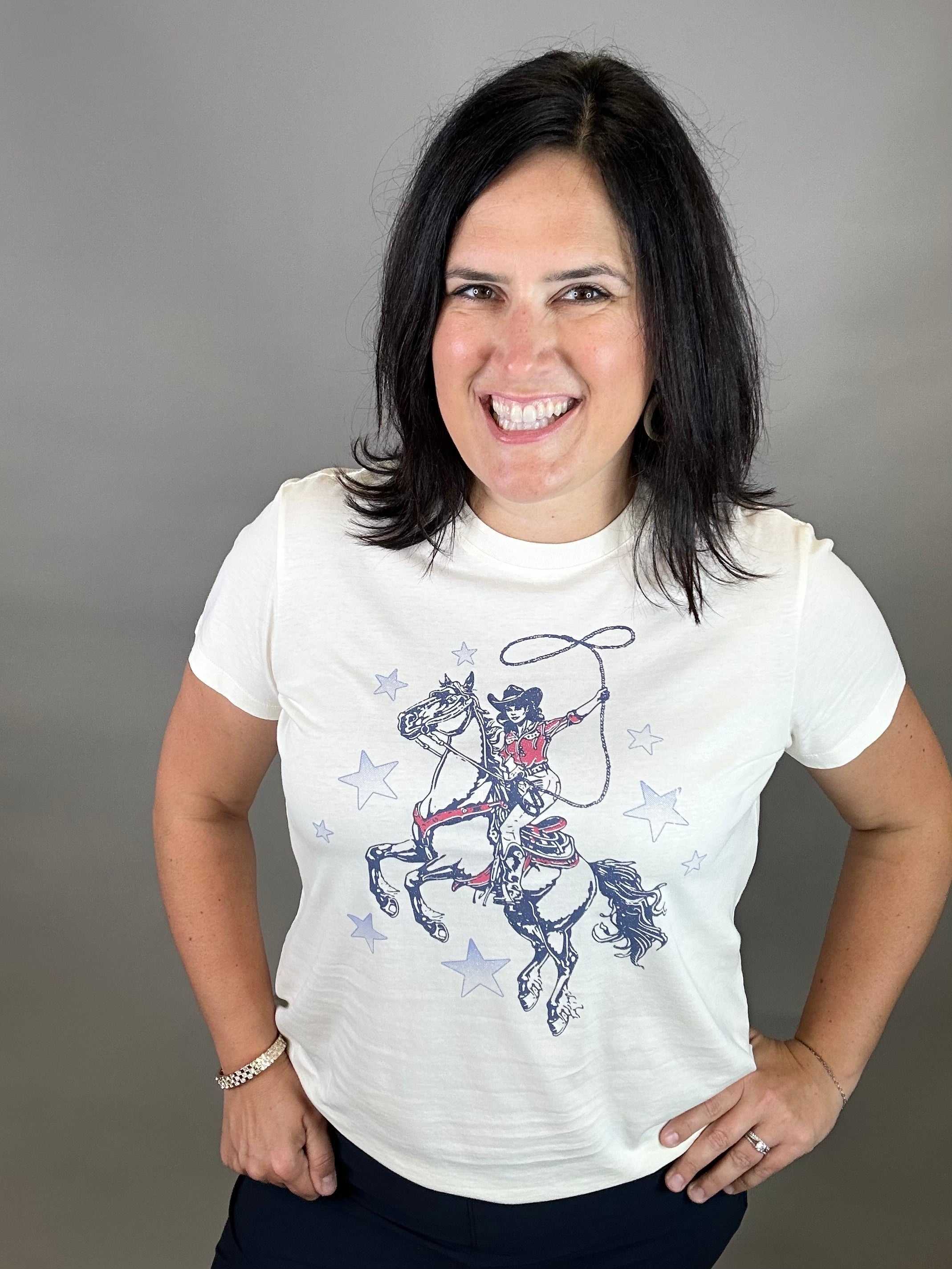 Cream Cowgirl Graphic Tee Tops- Tees FLAG AND ANTHEM