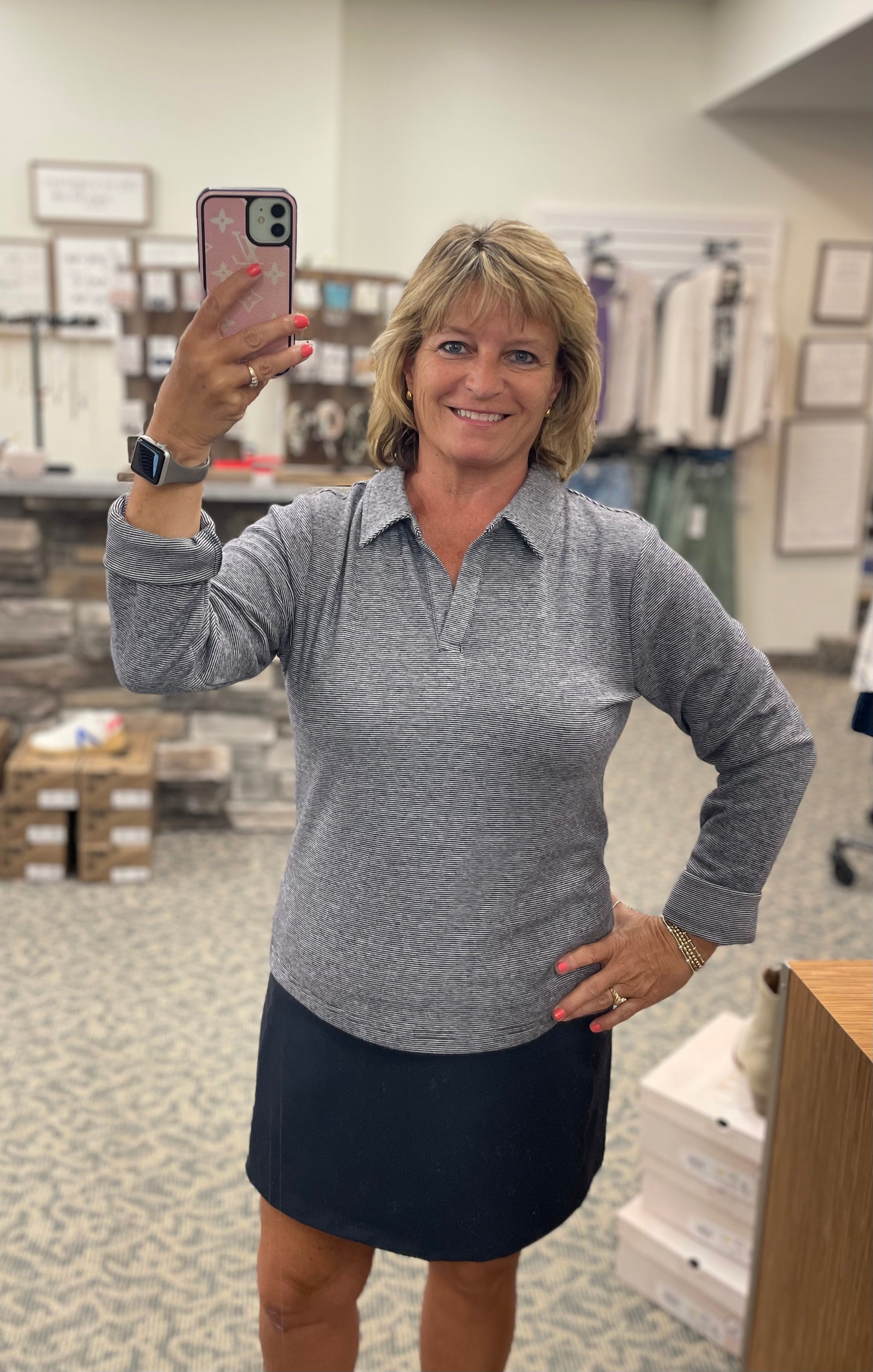 Dark Navy Stripe Alaine Top Top- Sweatshirts THREAD & SUPPLY
