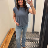 Denim Cloudy Knit Muscle Tee