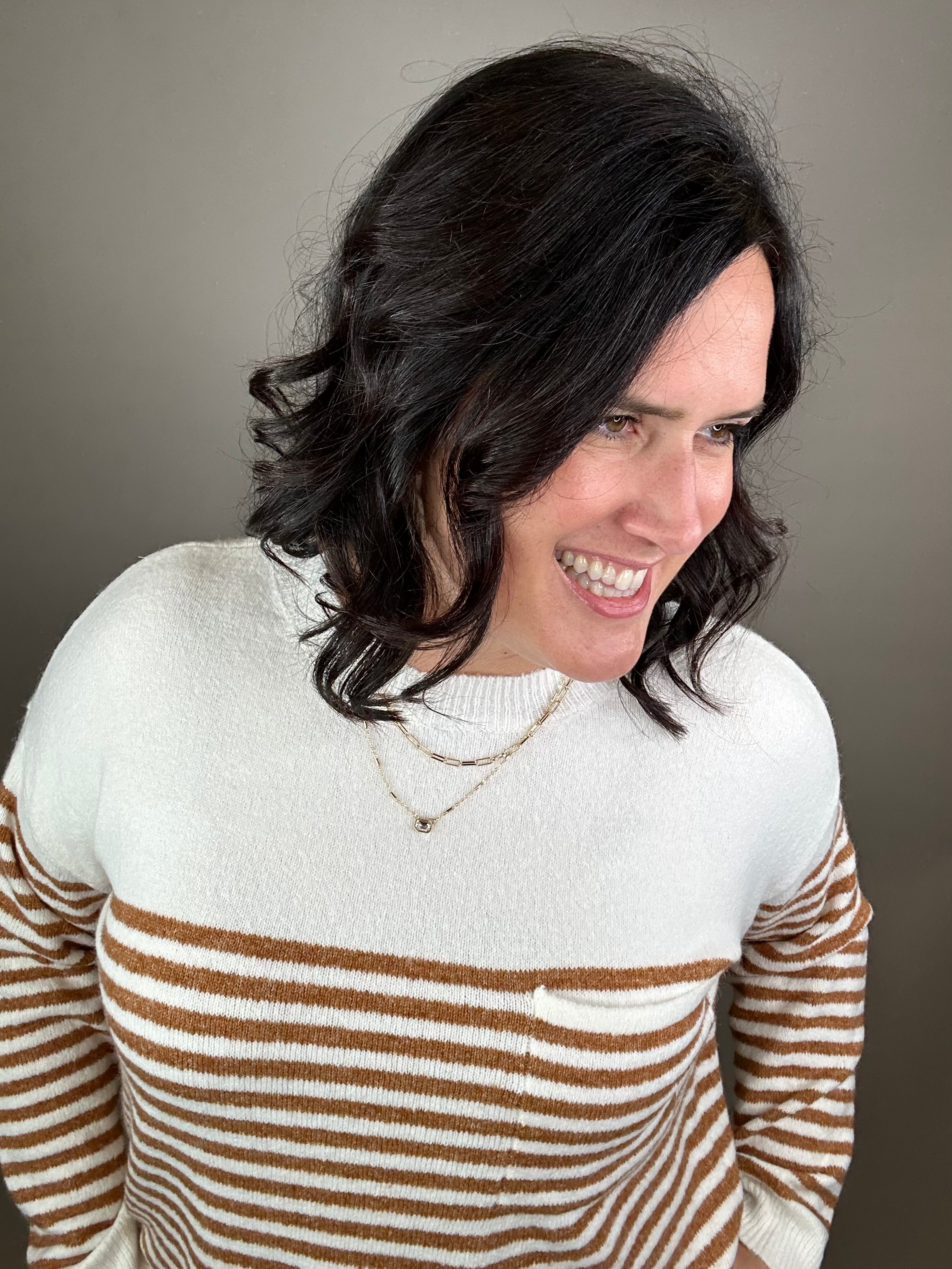 Golden Rod Striped Pocket Sweater Top - Sweater STACCATO