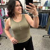 Kristen Olive Snap Tank Tops- Tanks THREAD & SUPPLY