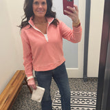 Coral/Blush Half Zip Pull Over Tops- Sweatshirt WISHLIST