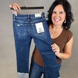 Cuffed Deep Rhino Mid Rise Straight Leg Bottoms - Pants MICA DENIM