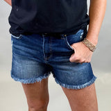 High Rise Dark Denim Shorts Bottoms - Shorts RISEN