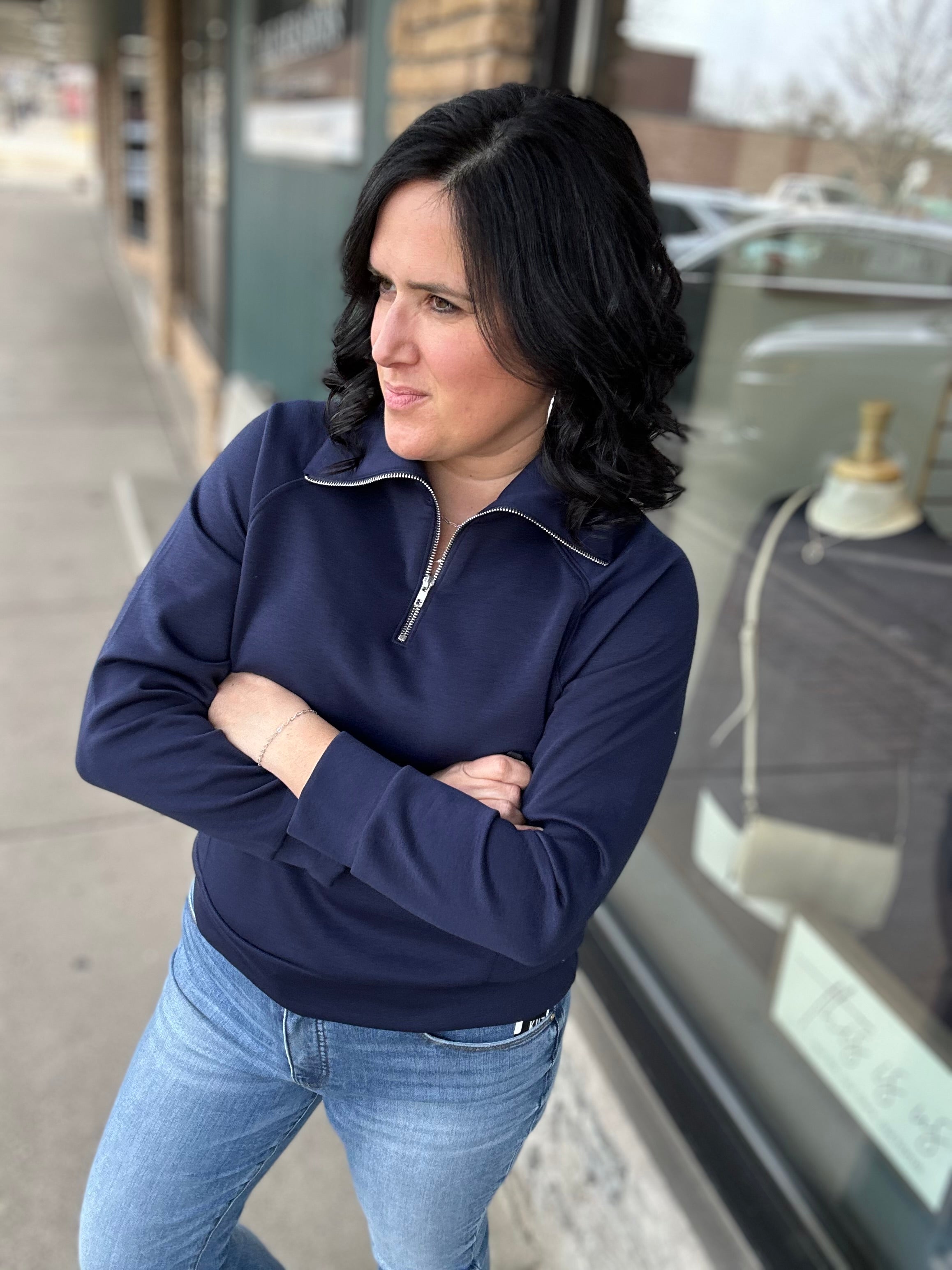 Navy Hamptons Quarter Zip Tops- Sweatshirts DEAR SCARLETT