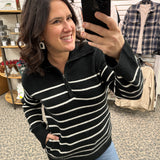 Black/Ivory Striped Coralie Sweater Top - Sweater THREAD & SUPPLY