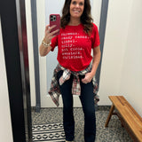 Red Snowmen Candy Cane Tinsel Tee Top - Tee PANACHE