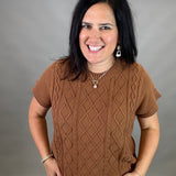 Camel Cable Knit Sweater Top Top - Sweater WISHLIST