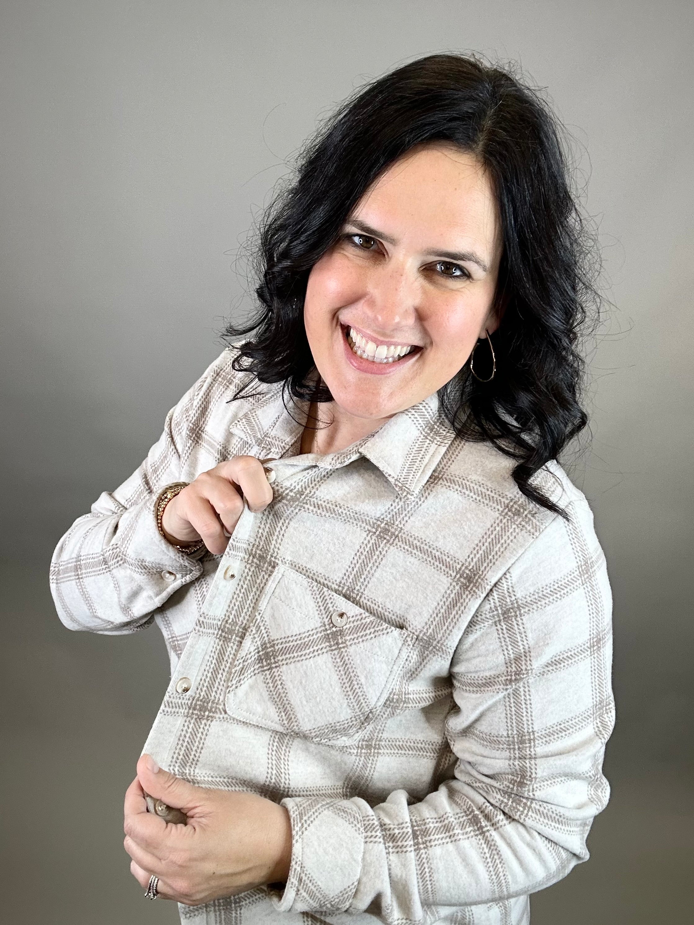 Light Tan & Brown Plaid Markus Button Up Tops - Button Ups PANACHE