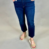 Mid Rise Crop Straight Raw Edge Hem - Risen Bottoms - Pants RISEN