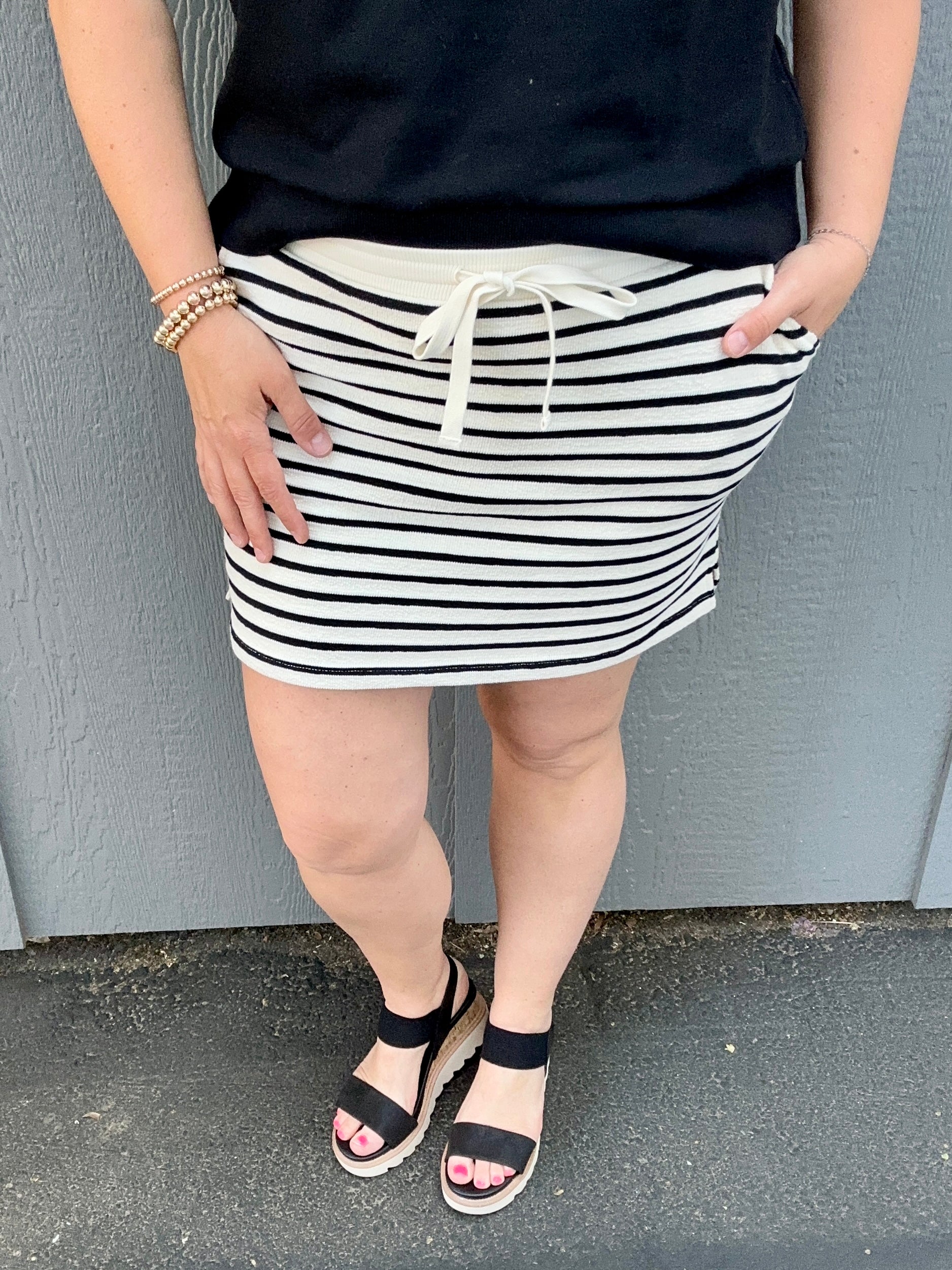 Ivory Black Jenna Skirt Bottom- Skirt THREAD & SUPPLY