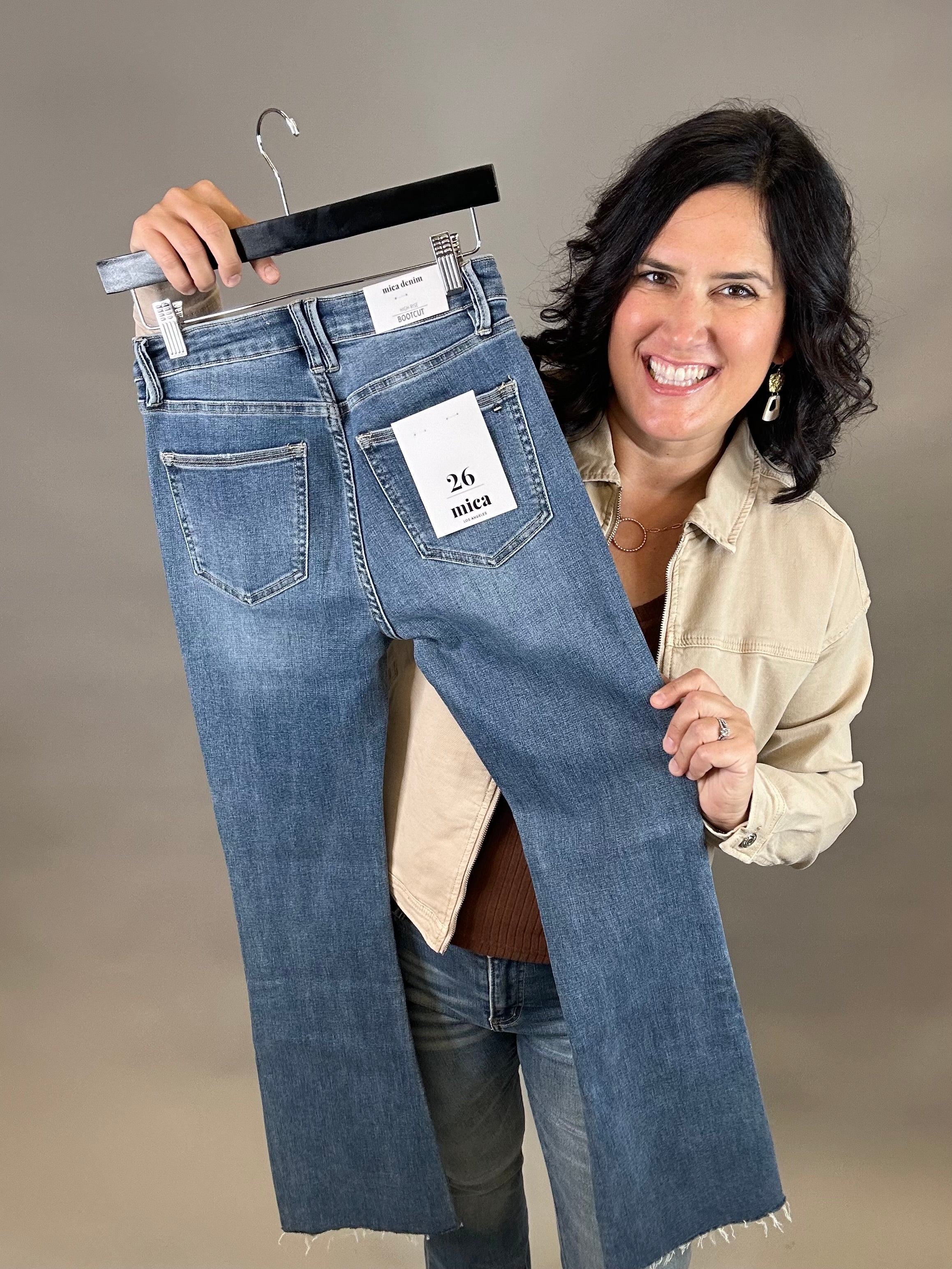 High Rise Boot Cut Smalt Blue Bottoms - Pants MICA DENIM