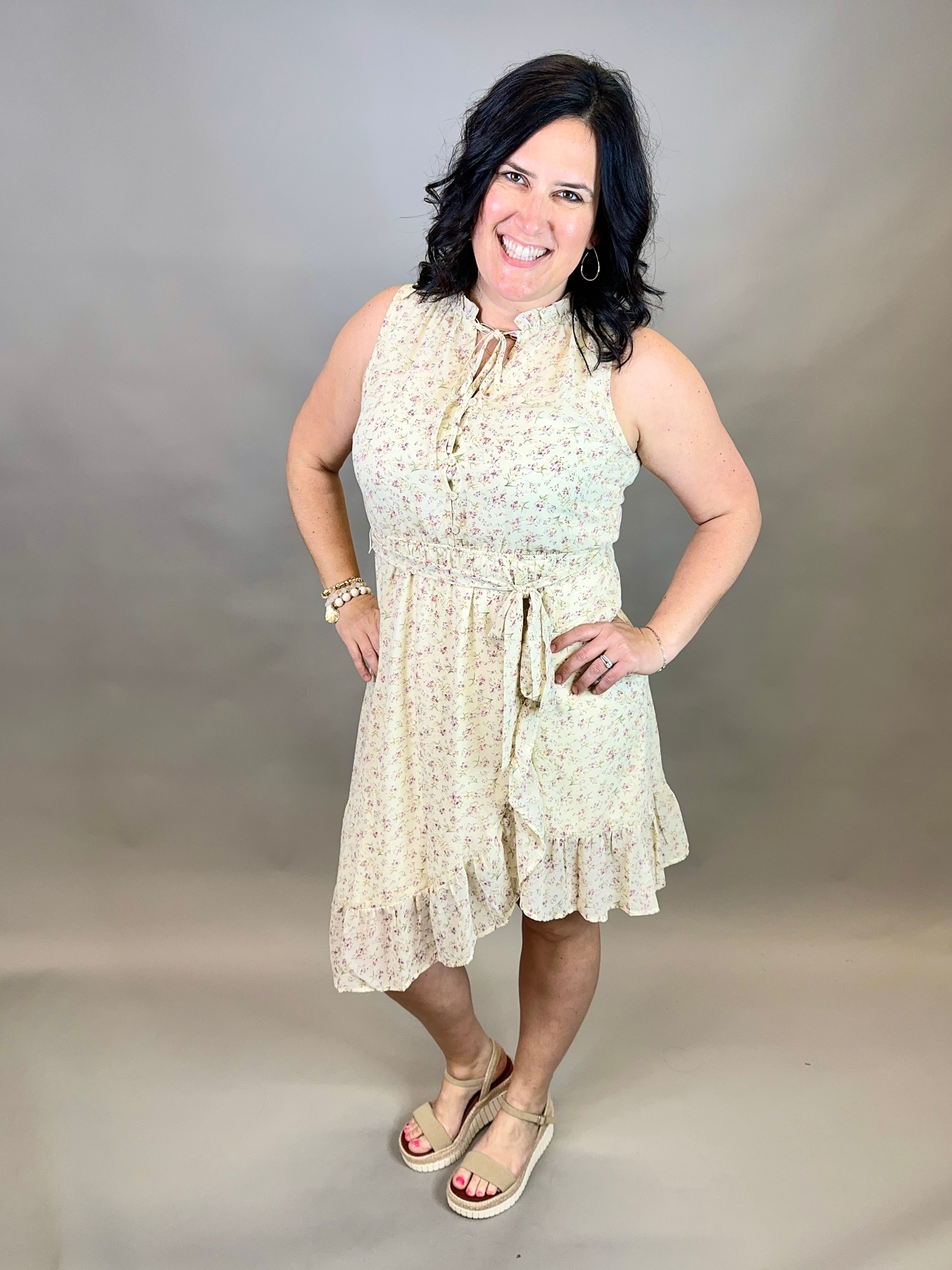 Floral Sleeveless Ruffle Hem Dress Dresses DOE & RAE