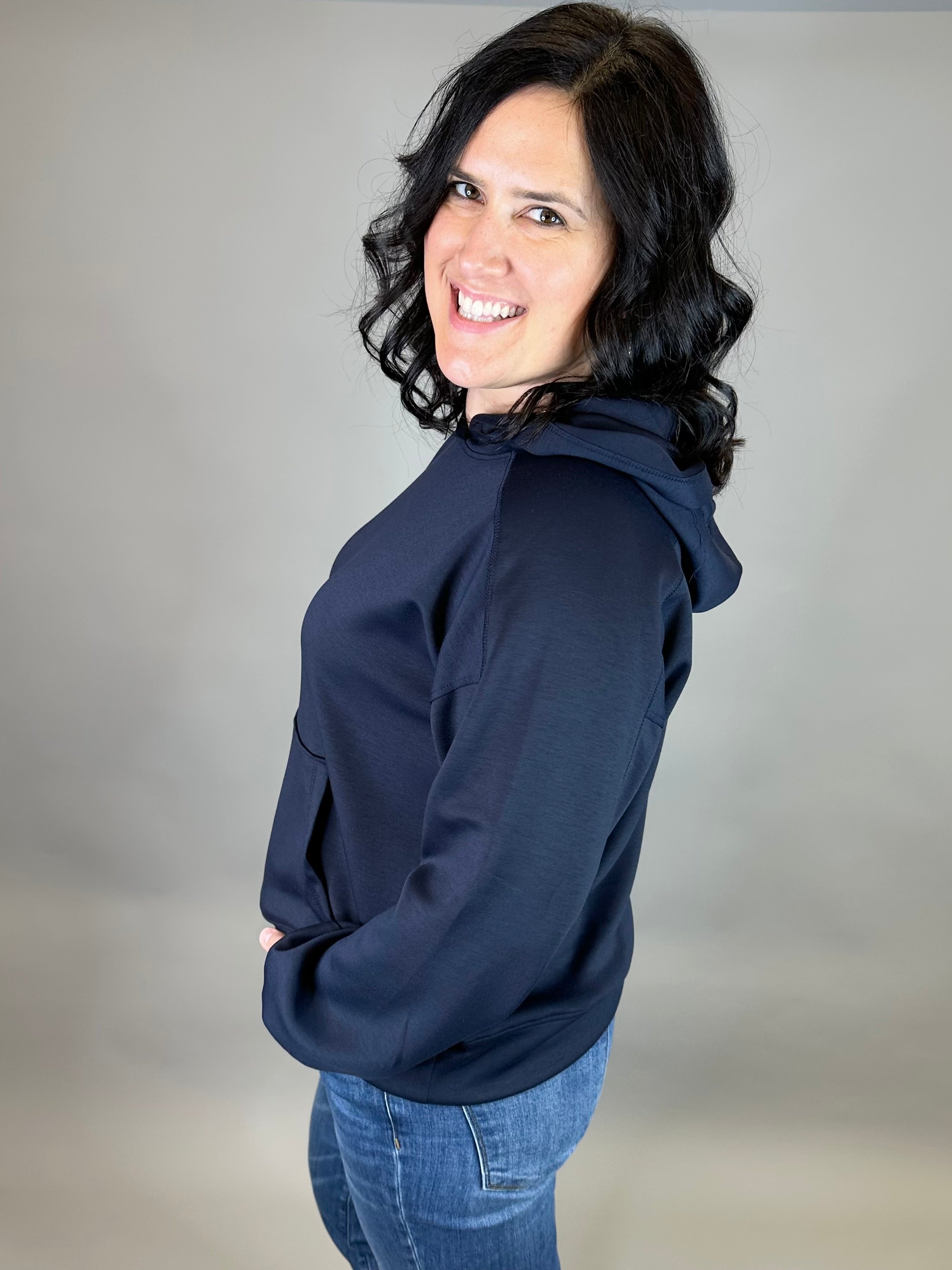 Navy Seaside Hoodie Tops- Sweatshirts DEAR SCARLETT