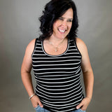 Black Striped Tank Tops- Tanks STACCATO