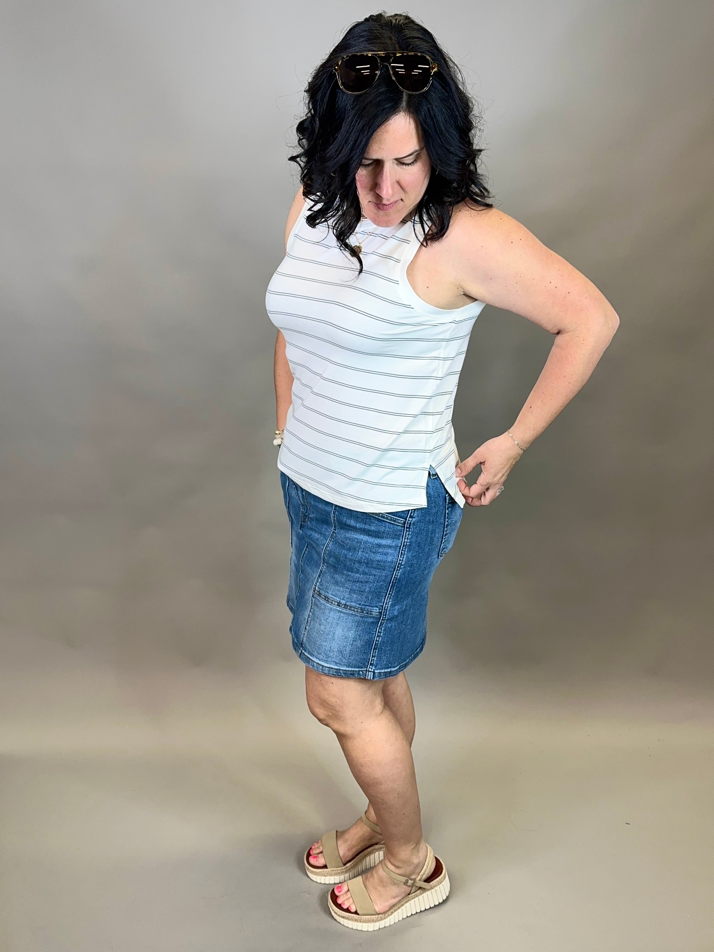 Desert Green Stripe Mary Tank Tops- Tanks THREAD & SUPPLY